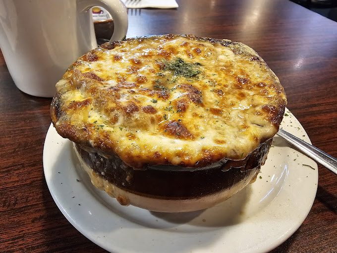 French onion soup with browned cheese