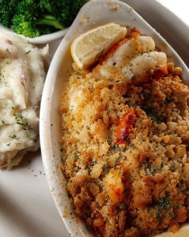 The baked haddock with crumb topping