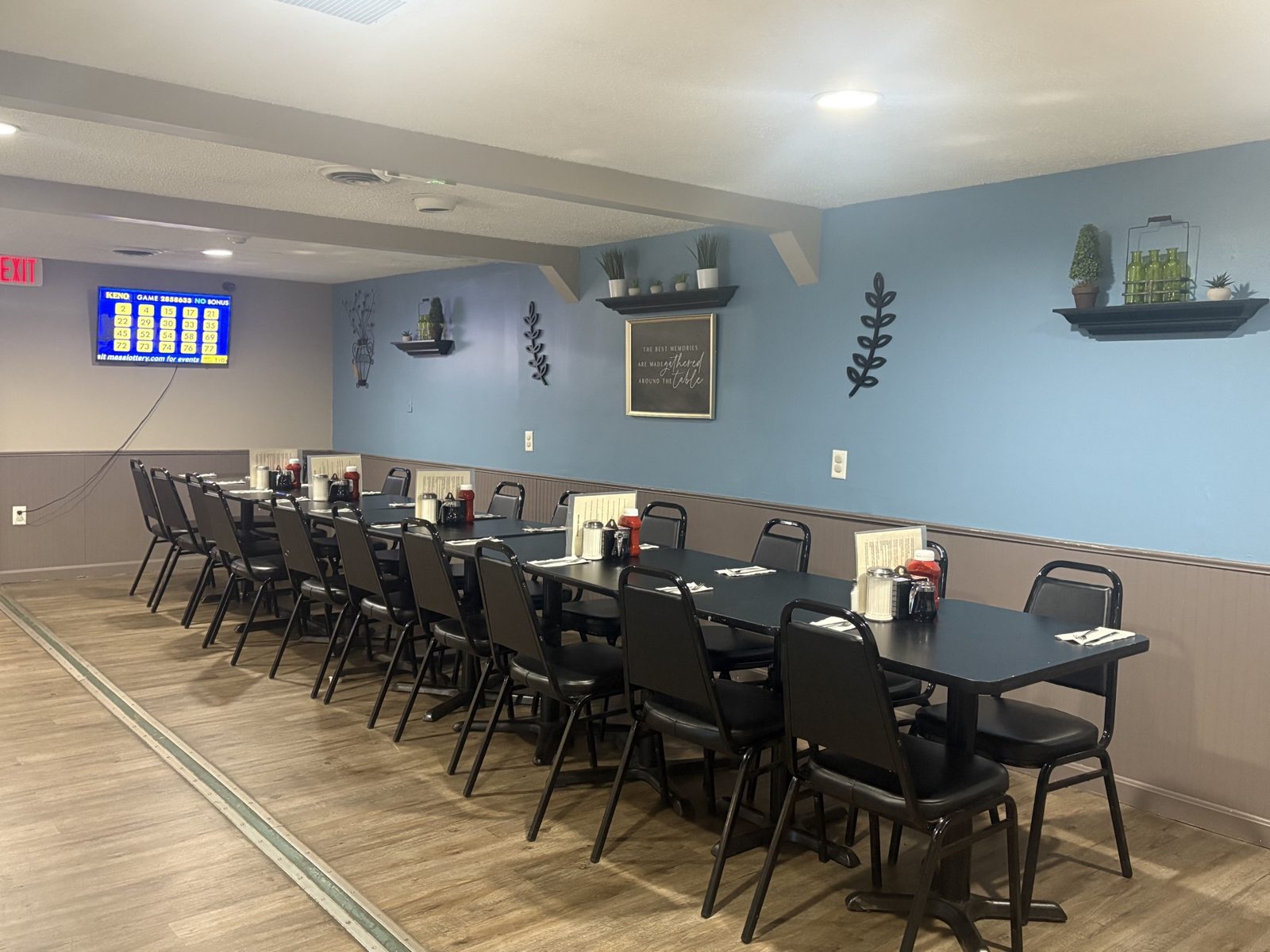 Inside Locals Diner, booths and counter ready for the day